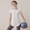 Short-Manga Feminino para Yoga 2025 Verão Novo Treinamento de Corrida Comprimento Médio Cobre o Quadril Roupas Fitness Camiseta Top Esportivo Feminino
