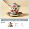 Taza de Té de Cerámica con Diseños de Loto y Peonía, Tetera de Estilo Chino de Alta Gama para Uso Doméstico, Juego de Té Kung Fu con Taza Tapa Resistente al Calor