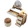 2025 Nuevo Tocador para Apartamento Pequeño Estilo Crema para Dormitorio Madera Maciza Moderno Sencillo Lujo Ligero Tocador y Armario Integrados