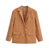 Para Venta al por Mayor Transfronteriza 2025 Nueva Moda Casual Retro Estilo Europeo y Americano Chaqueta Blazer de Cuero Sintético para Mujer