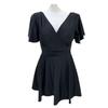 Vacaciones en Aguas Termales Traje de Baño de Talla Grande para Mujer Cuello en V Delgado Cubre Vientre Ángulo Plano Aguas Termales Chica Gordita Madre Traje de Baño Color Sólido