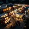 Tienda en contenedor de moda, zona escénica cultural y creativa, calle comercial, mercado nocturno, cafetería, puesto de té y bebidas, casa móvil tipo contenedor
