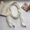 Bufanda larga de seda de color sólido con cuentas estilo coreano para mujer, nuevo modelo 2026, bufanda de cuello con ambiente artístico, bufanda pequeña fina