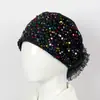 Nuevo Estilo Sombrero Turbante Blanco con Lentejuelas y Encaje para Todas las Estaciones con Diseño Floral Étnico, Pañuelo para la Cabeza de Moda y Elegante, Turbante, Velo, Sombrero para Mamá