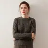 Suéter de Punto Grueso con Trenzas, Cuello Redondo, Hilo Floral de Cachemira para Mujer, Nuevo Estilo Holgado Perezoso, Ropa de Punto Otoño e Invierno 2025