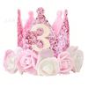 Corona de Cumpleaños DIY para Niños de 1 a 5 Años Tocado de Flor de Espuma Sombrero de Cumpleaños para Niña de 1/2/3/4/5 Años Tocado de Diadema