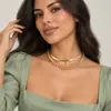 Collar laminado de cadena de metal chapado en oro de doble capa para mujer, gargantilla corta, estilo europeo y americano, con diseño transfronterizo INS
