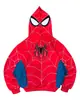 Sudadera con bordado de araña transfronteriza europea y americana, sudadera con capucha de punto cárdigan de estilo callejero de moda Y2K, personalidad callejera de otoño