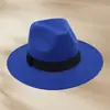 Sombrero de fieltro plano de ala corta, color liso, versátil, estilo callejero europeo y americano, lana sintética, estilo retro británico, sombrero de jazz con logotipo personalizado