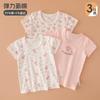Camiseta de Manga Curta para Bebê Menina Algodão Puro Verão Fina Classe A Menina de 1-5-8 Anos Blusa de Meia Manga Camiseta Infantil Respirável
