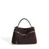 Nova bolsa de mão de couro genuíno estilo coreano para outono/inverno, uma bolsa de almoço de alta qualidade e luxuosa, com acabamento em camurça, grande capacidade e projetada como bolsa de ombro ou bolsa transversal.
