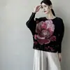 Camiseta Holgada Adelgazante de Manga Larga para Mujer Talla Grande, Elegante y Juvenil para Madres de Mediana Edad y Mayores, Top Fruncido de Moda