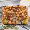 Pulsera Bohemio Étnico de Estilo Nuevo Europeo y Americano de Múltiples Capas de Cristal con Colgante de Mariposa y Joyería de Mano con Cuentas, Retro Artístico