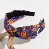 Moda Nova Transfronteiriça Halloween Caveira Cabeça de Abóbora Headband Fantasma Gato Preto Tecido Headband Larga com Nó Acessórios de Cabelo Lote