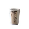 Caneca Estilo Chinês Pintada à Mão com Esmalte Cinza, Copo Cola, Copo de Água Cerâmico para Casa, Caneca de Café para Escritório, Conjunto em Caixa de Presente