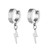 Pendientes pequeños de acero de titanio al por mayor accesorios creativos con colgante de rayo pendientes estilo hip hop sin perforación clip para la oreja en stock rápido pelo