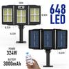 Farola Plegable de Tres Lados Alimentada por Energía Solar, Luz de Pared para Patio, Iluminación de Pared Exterior Controlada Remotamente, Luz para Puesto, Ahorro de Energía con Sensor