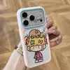 Adequado para capa de celular Apple 17PROMAX, pijama de desenho animado, gatinho e cachorrinho de casal, capa iPhone18 anti-queda céu estrelado