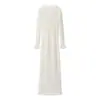 Vestido de Verão Feminino 2025 Estilo Europeu e Americano, Comprimento Médio, Decote V, Amarração, Manga Longa 2713