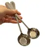 Colher de Aço Inoxidável com Fundo Plano e Cabeça Redonda, Alto Valor Estético, Colher de Sopa, Colher de Jantar, Colher para Mexer, Uso Doméstico, Exquisita e Simples, Colher de Servir, Colher Estilo Ocidental