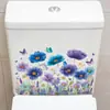 Fun-M548 Flores Azuis Frescas e Roxas e Borboletas Banheiro Vaso Sanitário Embelezamento Adesivos Decorativos Atacado Transfronteiriço Autoadesivo