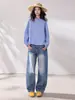 Shengdu26 Otoño Nuevo Estilo Coreano Camisa Rayada con Cuello Alto y Volantes con Diseño Único y Efecto Adelgazante