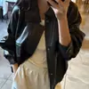 À Pronta Entrega Estilo Coreano Primavera 2026 Novo Casual Vintage Solta Emagrecedora Estilo Bf Biker Jaqueta de Couro PU para Mulheres