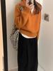 Suéter Pulôver Feminino Gola Alta Meio Zíper Grosso Outono Inverno Novo Estilo Coreano Preguiçoso Casual Curto