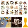 Pegatinas de transferencia en frío pintadas a mano con acuarela para tazas de vidrio y cerámica, pegatinas decorativas DIY para tazas y frascos, pegatinas creativas hechas a mano culturales y creativas