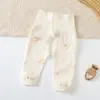 Pantalones de Algodón Puro Unisex para Bebé, Cintura Alta, Protección de Vientre, Pantalones para Niños, Pantalones de Otoño, Algodón Puro para Bebé, Abertura en la Entrepierna, Pantalones de Otoño