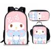 Melody My Melody Bolsa de Comida de Tres Piezas Bolsa para Lápices Mochila para Estudiante Bebé Amazon Lindo Niñosren 100