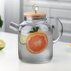 Hervidor de agua fría de vidrio, hervidor de agua fría, refrigerador de gran capacidad, cuentas de vidrio, cubierta de bambú, tetera nórdica para jugos, para el hogar, de doble uso
