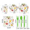 Platos de Papel Desechables con Flores Impresas Transfronterizos Vasos de Papel Servilletas Mantel Set Suministros para Decoración de Fiesta de Cumpleaños