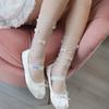 Verano Nuevo Negro Lunares Malla Calcetines Apilados Niños Estilo Ballet Lazo Calcetines Medianos Delgados Transparentes Calcetines JK