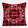 Funda de Almohada Navideña 2022 Serie Roja Transfronteriza Nueva Estampada Lino Hogar Sofá Cojín Respaldo Fabricación de Almohadas