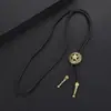 Collar con colgante de estrella de cinco puntas transfronterizo, accesorio de aleación con cuerda ajustable, estilo simple retro vaquero occidental