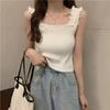 Camisola Feminina Roupa Íntima Verão Senso de Design Nicho Base Top Tubo Top de Malha Branco Versátil Básico Roupa Externa