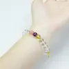 Pulseira Elegante e Simples de Cristal Branco Gelo com Ametista e Design de Caractere da Sorte, Presente Popular de Aniversário para Meninas, Design para Transmissão ao Vivo