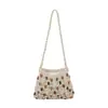 Bolsa de Malla con Cuentas de Estilo Étnico para Vacaciones, Nuevo Estilo de Verano para Mujer, Elegante Bolso Tejido de Alto Valor Estético, Bolso de Mano Sencillo