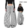 Pantalones de chándal elásticos con estampado de estrellas de estilo urbano americano para mujer y hombre, pantalones largos holgados de pierna ancha para primavera, pantalones deportivos de hip-hop