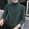 De Rong Roupa íntima térmica de temperatura constante com forro de lã, roupa íntima espessada, camisa básica masculina, gola meia alta, cor sólida, camiseta de manga comprida, roupas de outono