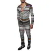 Moda Masculina Primavera/Verão 2025 Terno de Camisa Marca Estampada Peça Dupla Manga Longa Slim Respirável Algodão Estilo Elegante
