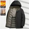Directo de fábrica abrigo de algodón grueso y cálido de invierno para hombres de mediana edad y ancianos con capucha desmontable, chaqueta de algodón casual 6802