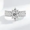 Transmisión en Vivo Más Vendido Nuevo Estilo Anillo con Incrustaciones de Imitación de Moissanita de 1 Quilate Anillo de Moda Transfronterizo para Mujer Anillo Simple Anillo