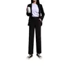 Pantalones de traje rectos para mujer, corte holgado, adecuados para primavera y otoño, tiro alto, adelgazantes, talla petite, negros, estilo profesional, pantalones cigarette, tela fina para verano