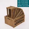 Xin Yi Caja de Madera Vintage Marco de Madera Caja de Almacenamiento de Madera Maciza Exhibición Exhibidor de Supermercado Cesta de Madera Caja Rectangular de Madera con Listones Caja de Vino