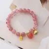Pulsera Colgante de Perla de Cristal de Fresa Natural Más Vendida Moda de Gama Alta Adecuada para el Uso Diario de Mujeres