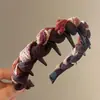 Faixa de Cabeça Floral Dentada Doce para Mulheres, Uso Diário ao Ar Livre, Faixa de Cabelo com Fita Superior de Caveira Alta, Prendedor de Cabelo Integrado, Acessório de Cabelo