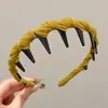 Diadema Ondulada Marrón para Mujer, Uso Diario, Antideslizante, con Dientes, para Lavarse la Cara, Accesorio para el Cabello