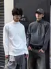 Nuevo Top Base de Felpa Doble Cara de Cuello Medio Alto para Otoño e Invierno Ropa Interior Cálida Casual Gris Oscuro Blanco